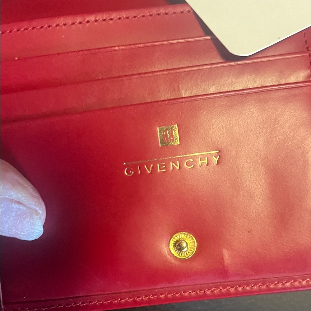 Givenchy Red Leather Envelope Clutch with Gold Emblem - Picture 11 of 12
